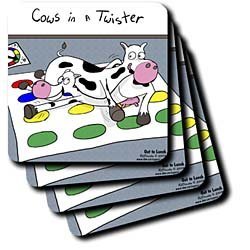 Cows in a Twister - Set Of 4 Ceramic Tile Coasters