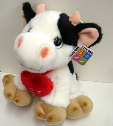 Cow Sitting Plush with Heart and Sound