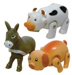 Farm Animal Wind Up Toy - Cow, Pig, Horse or Donkey