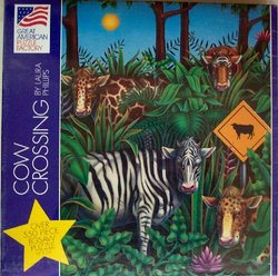 Great American Puzzle Factory; Cow Crossing Over 550 Piece Jigsaw Puzzle