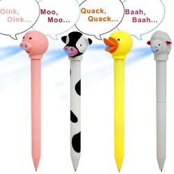 Pig, Cow, Duck & Sheep LED Pens with Animal Sounds