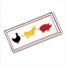 Cow, Chicken, Pig Ceramic Tray