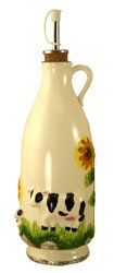 OIL /VINEGAR CRUET BOTTLE W/STOPPER COW DECOR